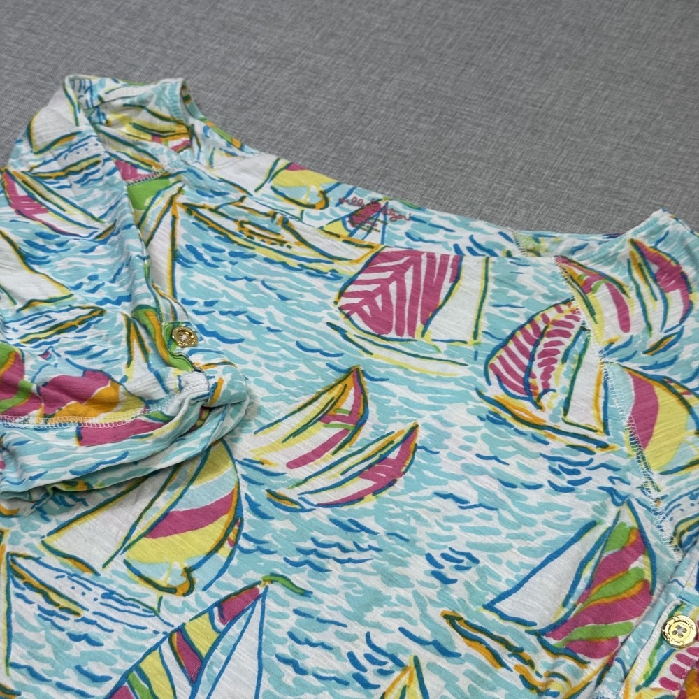 Lilly Pulitzer Dress T-Shirt Womens XL Multicolor Boat Neck 100% Cotton Tagless